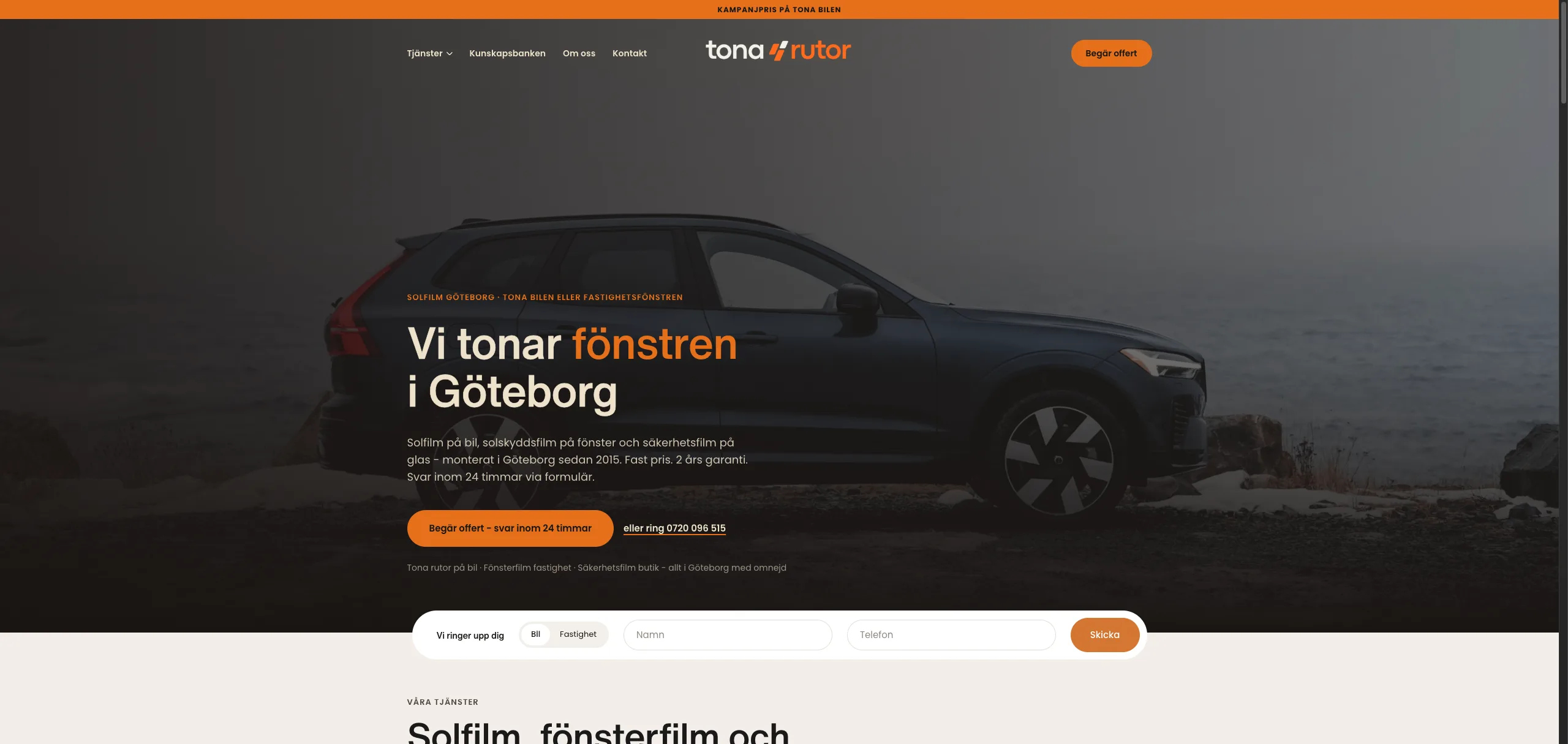 Tona Rutor - solfilm på bil och fönsterfilm i Göteborg sedan 2018